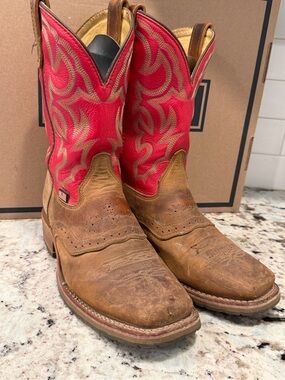 Men's Western Work Boots - Red Shaft, Brown Foot